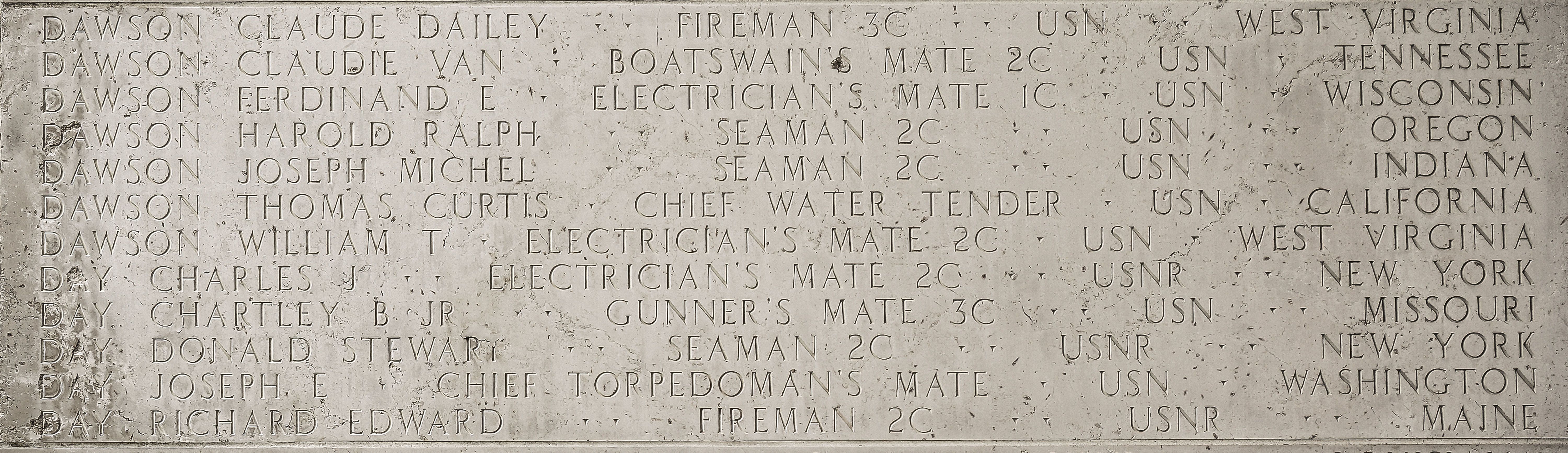 Ferdinand E. Dawson, Electrician's Mate First Class